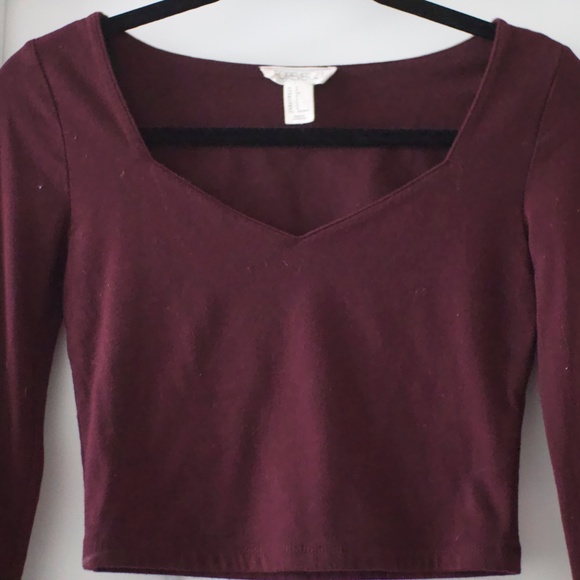 Forever 21 Maroon Long-Sleeve Crop - Picture 3 of 5